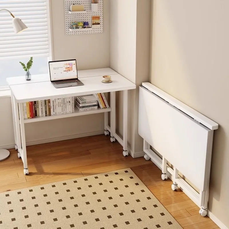 Folding Desk Integrated Household Table Bedroom Writing Mobile Study Table Computer Table Small Apartment Simple Bedside Table