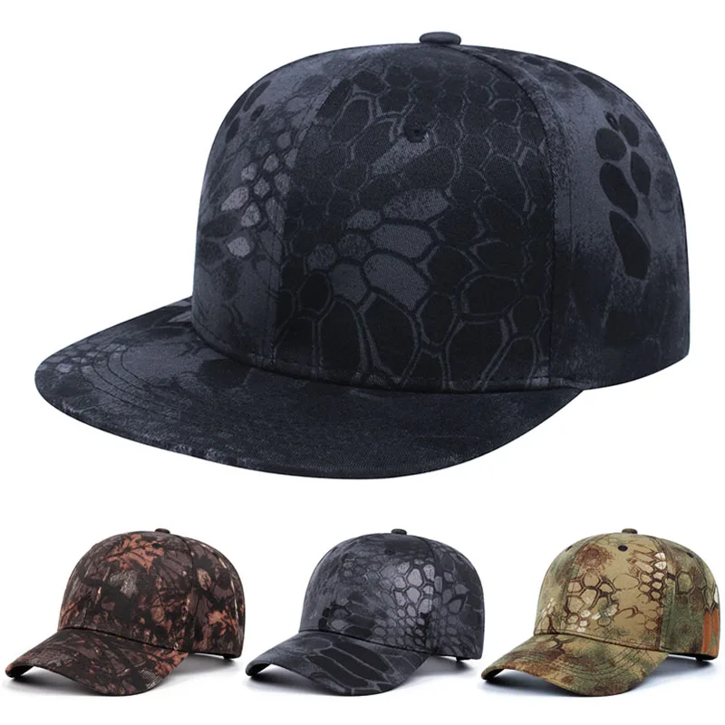 2025 kreative Mode Neue Hut mit flacher Krempe Python Gedruckt Baseball Hut Outdoor Freizeit Pendler Sonnenschutz Hut Straße Hip Hop Hut
