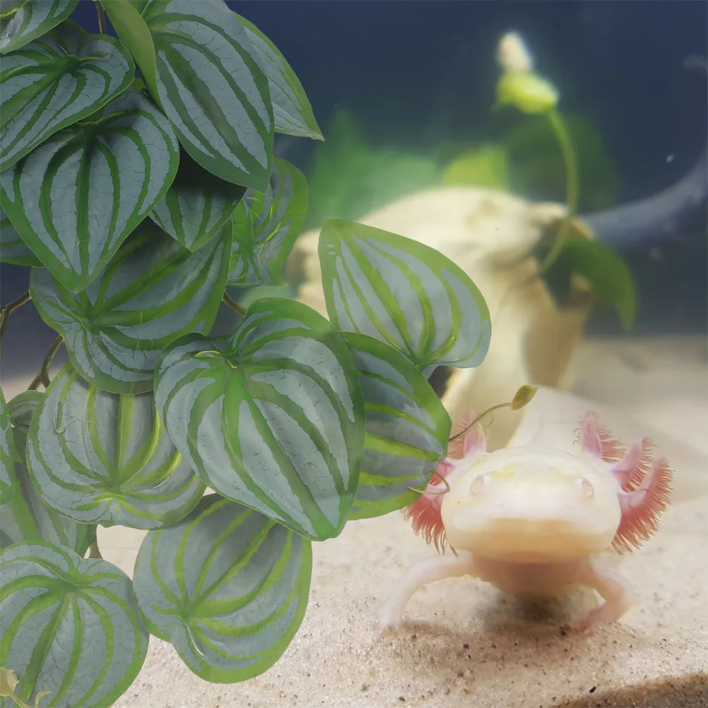 

Artificial Hanging Plant For Reptile Terrarium Green Lifelike Decor Suction Cup Climbing Pets Hideout Fake Plants Indoor Habitat