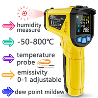 -50-800℃ Digital Infrared Thermometer LCD Color Screen Temperature Meter Backlight Alarm Handhold Thermometer Pyrometer
