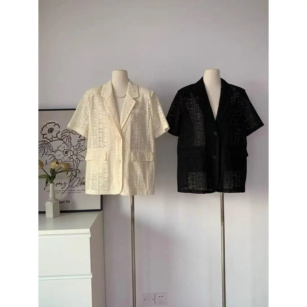 

Dongda Gate Women's Suit irt Embroidery Hollow out Jaet Heavy Industry Sle Summer New Arrival Ele Quali Faion