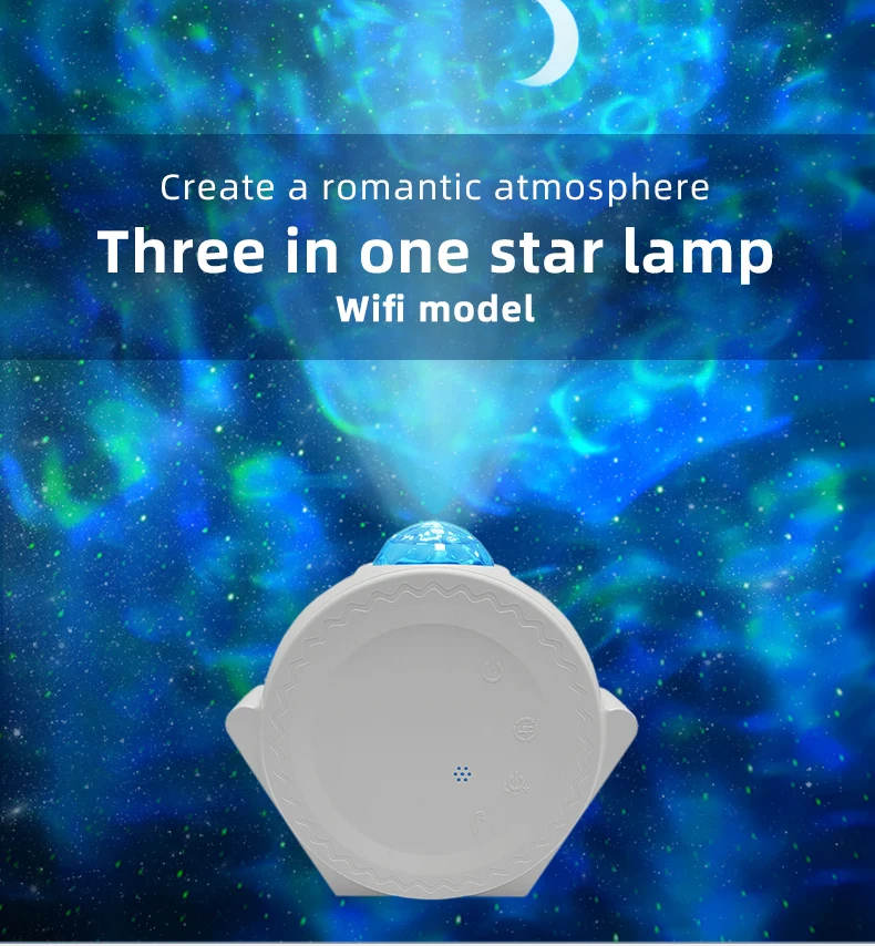 Smart Starry Sky Projector Galaxy Projector 3in1 Night Light Ocean Voice Music Control LED Lamp For Kid Gift Smart Life