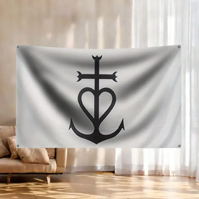 Christian Anchor Cross Flag Tapestry Wall Banner Nautical Faith Symbol Decoration Gift For Home Church Decor