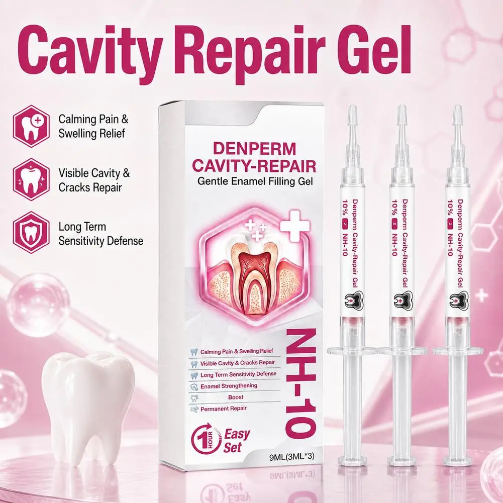 Denperm Cavity Repair Gentle Enamel Filling Gel Tooth Care Gel for Cavity Cracks Strengthen Enamel Relieve Tooth Sensitivity