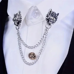 1pc Retro Alloy Animal Fashion Wolf Head Brooch Men's Suit Shirt Collar Pin Versatile Dress Accessories