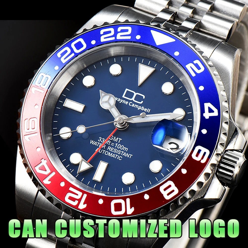 40.5mm Diving Automatic Silvery Can Custom Logo Men's watches NH34 Movement Ceramic Bezel Waterproof Wristwatch Sapphire