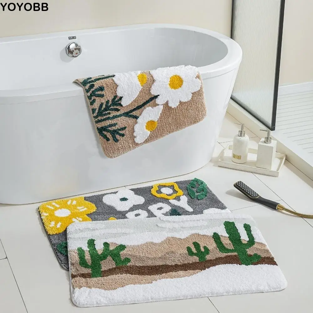 

Extra Thick Bathroom Absorbent Mat Absorbent Material Anti-Slip Design Flocking Carpet Machine washable Soft Touch