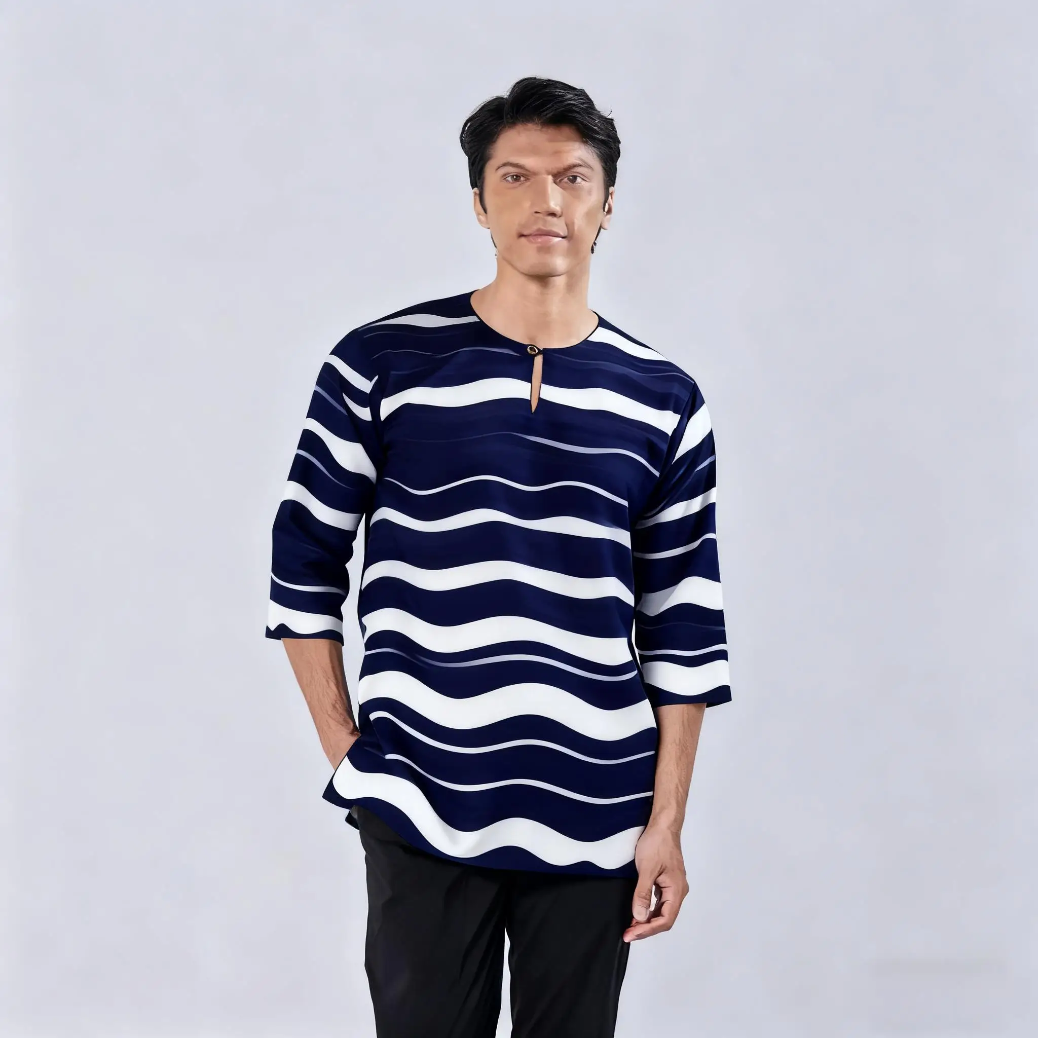 2026 رداء رجالي مسلم بأكمام قصيرة تي شيرت نمط عرقي الوقوف طوق الملابس العربية Vetements أوم Musulman #5