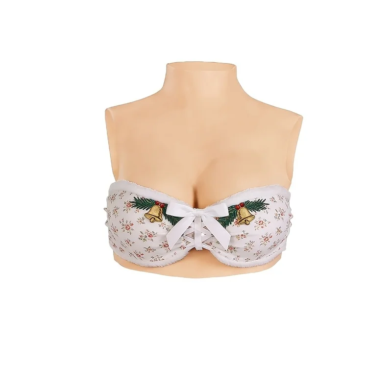 Plus Size High Neck Silicone Chest Plate - Realistic Top for Drag Costumes, C-G Cup Breast Forms, Film/TV Props & Post-Surgery