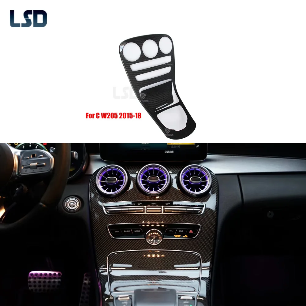

2 шт. Накладки на центральную консоль и воздуховоды из настоящего карбона для Mercedes Benz C-класса W205 AMG C63 C43 2015-2018 гг.