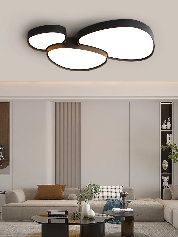 Modern Ceiling Lamp LED Living Room Light Minimalism Bedroom Ceiling Light Pebble Shaped Black White Home Decor Lighting Fixture