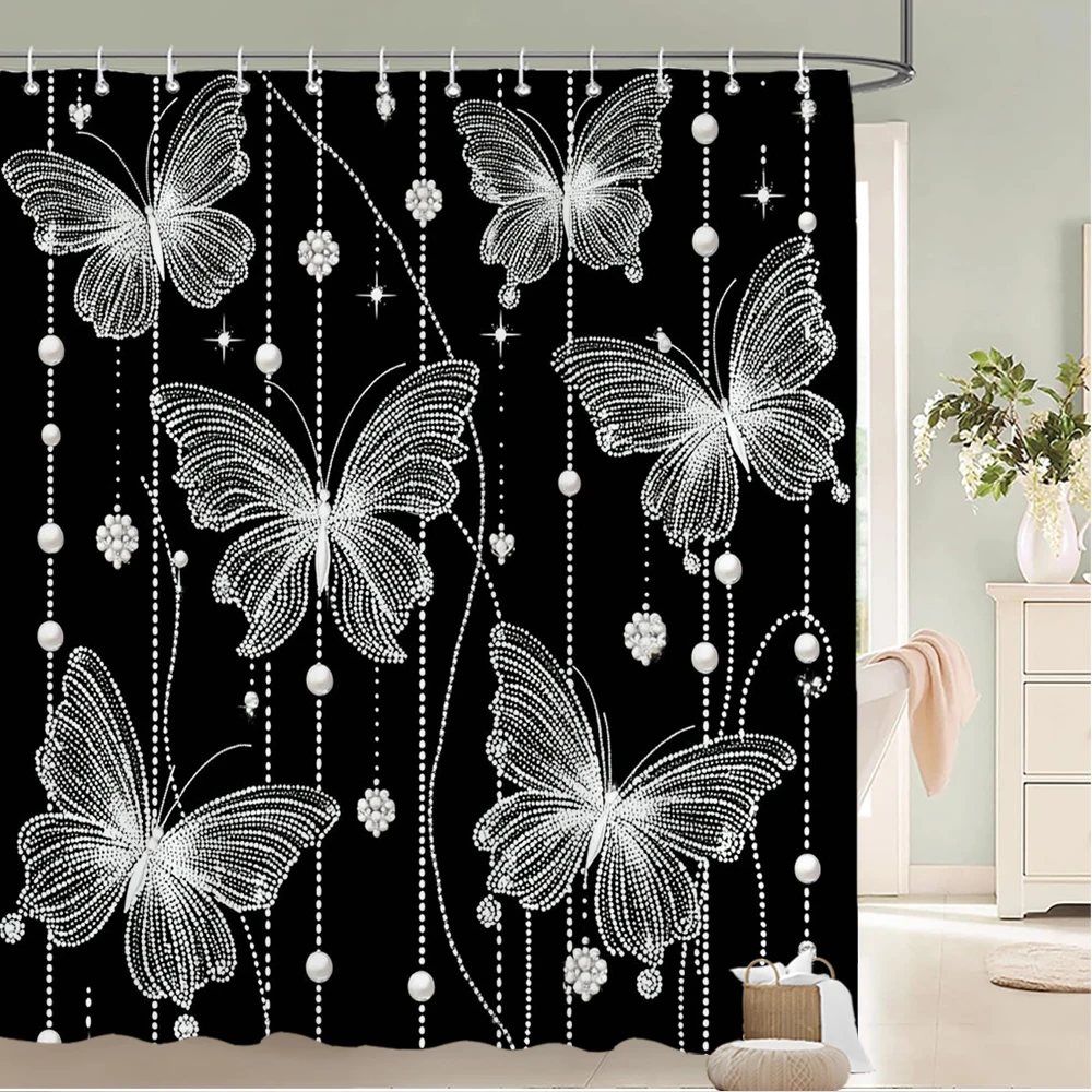 

Beautiful butterfly style style Shower Curtain Bath Curtain Flowers Printed Bathroom Curtains for Home Decoration Curtain