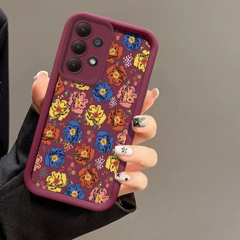 حافظة لهاتف سامسونج جالاكسي M13 نوت 20 Ultra M54 M30S M23 M22 M16 M15 M51 M34 M31 غطاء خلفي بنمط زهرة