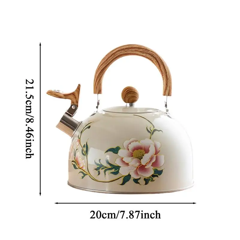 3L صفير غلاية إبريق الشاي الأزهار بالمينا العالمي إبريق الشاي غلاية ماء سعة كبيرة 3L صفير غلاية إبريق الشاي #6