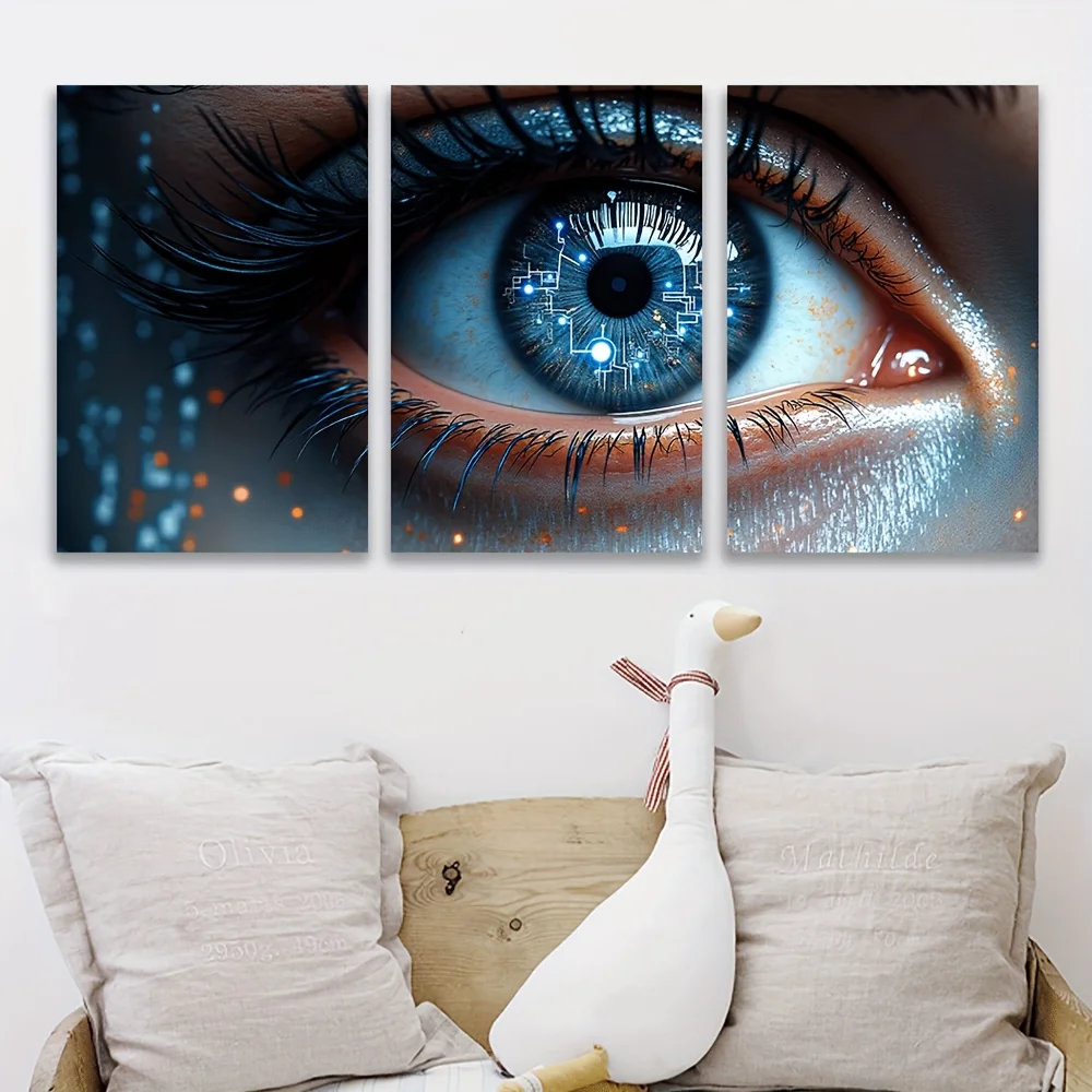 [JIT]3 pièces, peinture sur toile-sans cadre, gros plan humain, affiches et impressions, bureau, salon, chambre, bar, cadeaux de fête, anniversaire