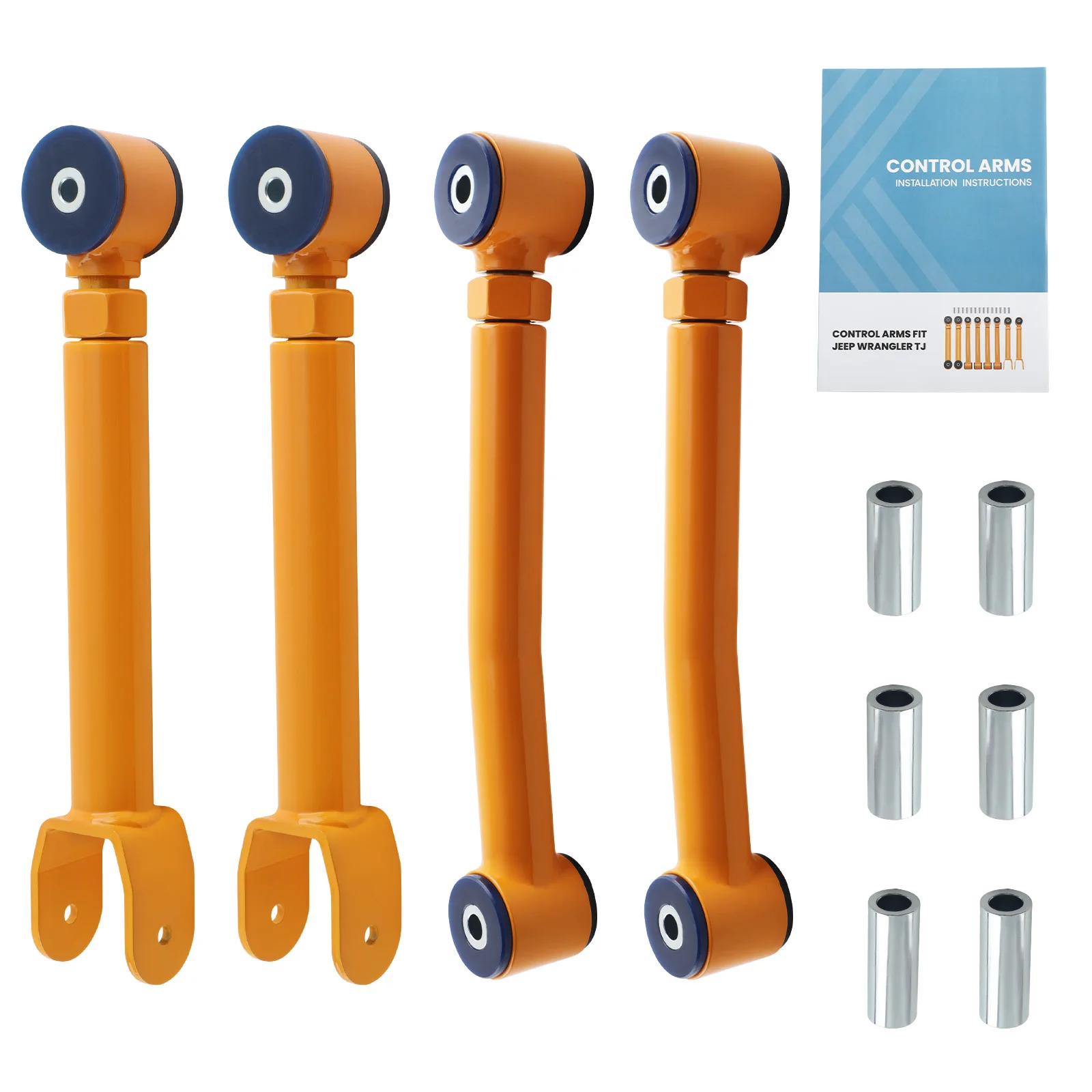 4Pcs Adjustable Front Upper & Lower Control Arms for Jeep Grand Cherokee  1999-04 Suspension   for  Wrangler TJ  1997-2006