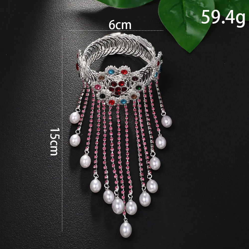 Stonefans Bohemian Rhinestone Upper Arm Bracelet for Woman Bridal Armlet Jewelry Elegent Pearl Tassel Armlet Sexy Arm Accessory