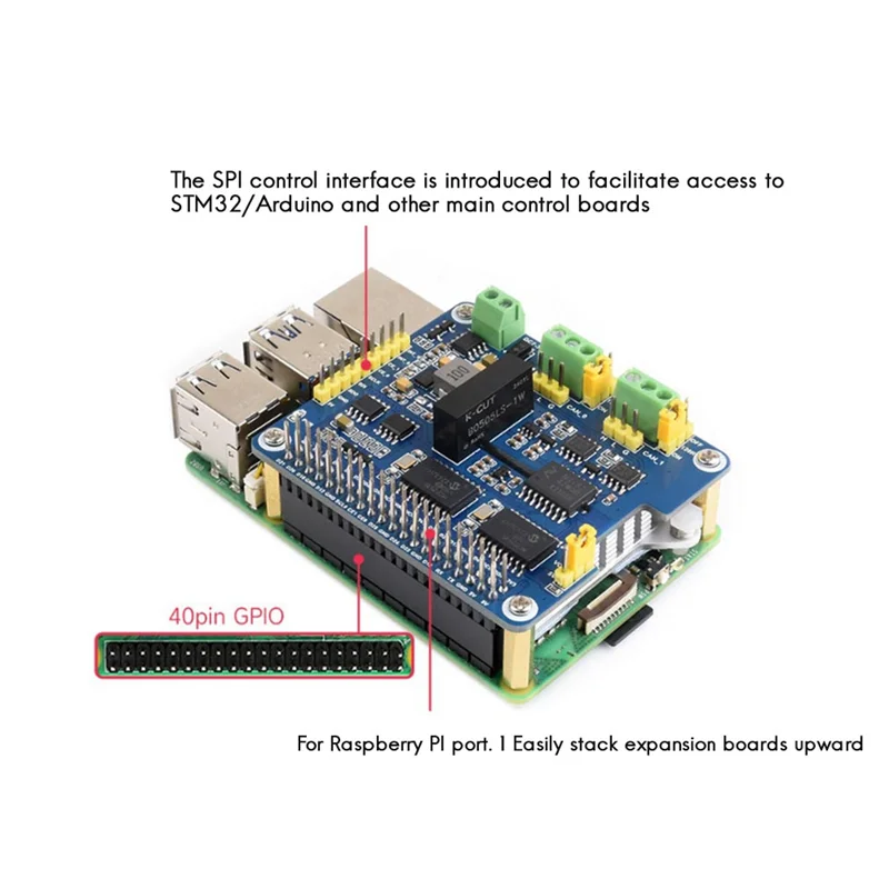 

For Raspberry Pi 2CH Isolated CAN Expansion HAT MCP2515 7-36V For Raspberry Pi Series/Jetson Nano-AU47