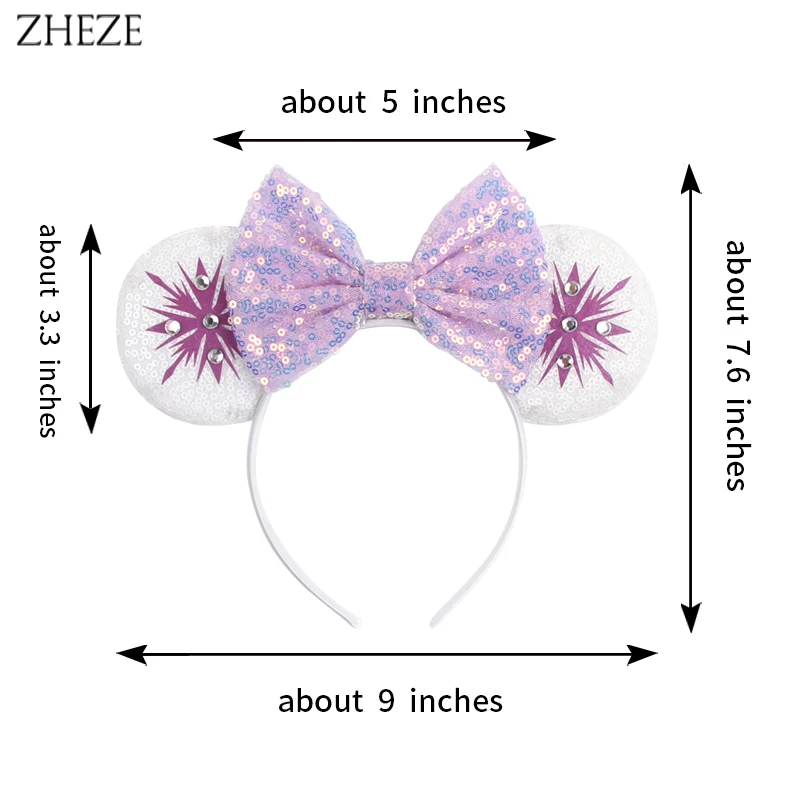 2024 Disney Mickey Mouse Ears Headband Girls Boys Sequin Bow Hairband Women Christmas Festival Party Cosplay Hair Accessories