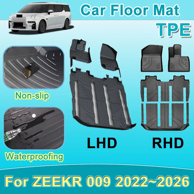 

RHD LHD Car Floor Mat For ZEEKR 009 2022-2023 2024-2026 TPE Interior Duty Waterproof Non-slip Trunk Carpets Protector Foot Auto