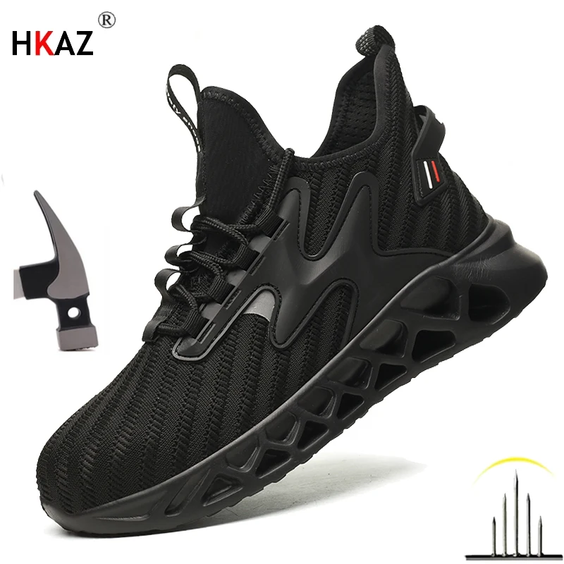 

Safety Shoes Men Anti-Smashing Steel Toe Cap Indestructible Light Anti-slip Breathable Sneaker Work Shoes Safety Boots