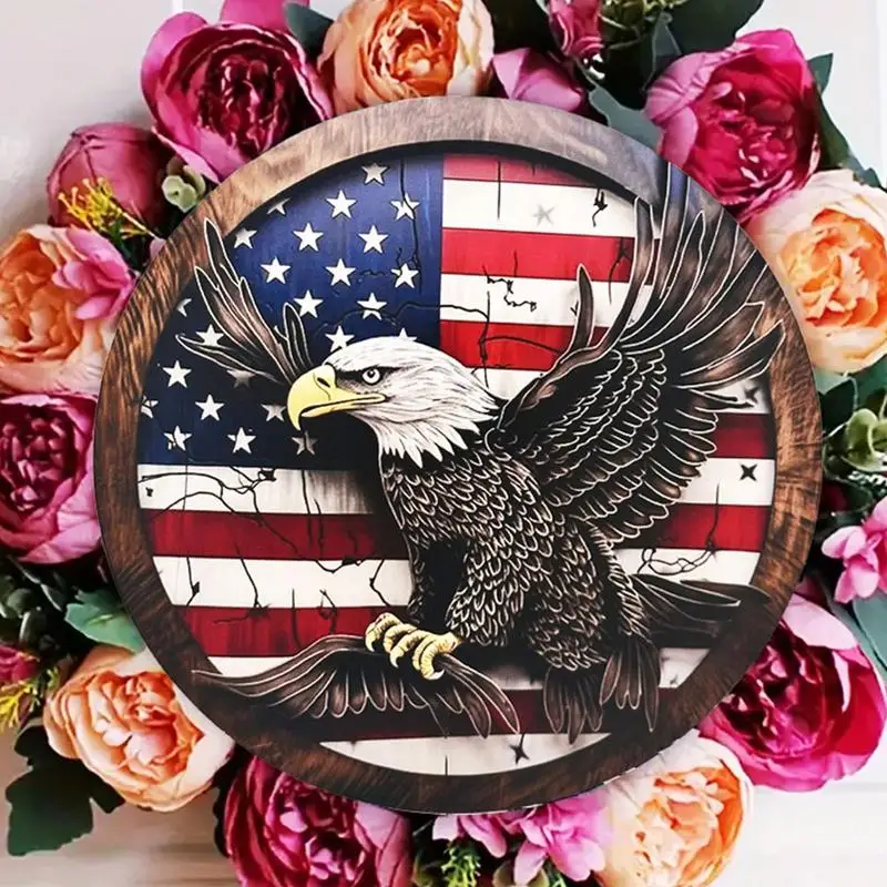 4th Juli patriotik tanda selamat datang Dekorasi Hari Kemerdekaan tanda pintu gantung untuk pintu depan beranda Dinding