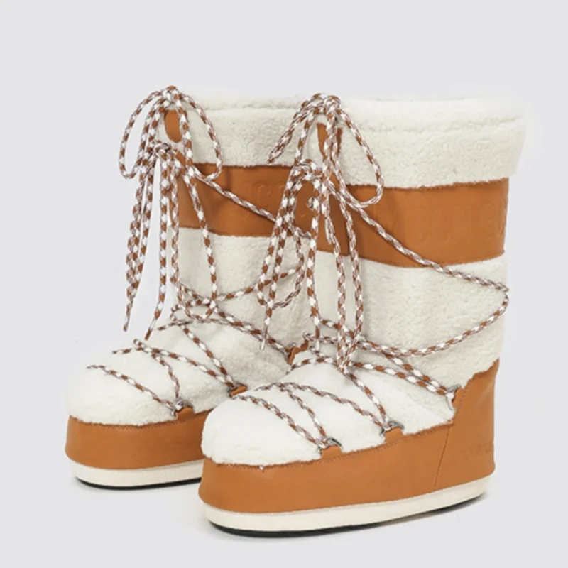 Designer Chunky Heel Platform Women Snow Boots All Match Fashion Winter Knight Boots Female Keep Warm Outdoor Casual Ski Boots