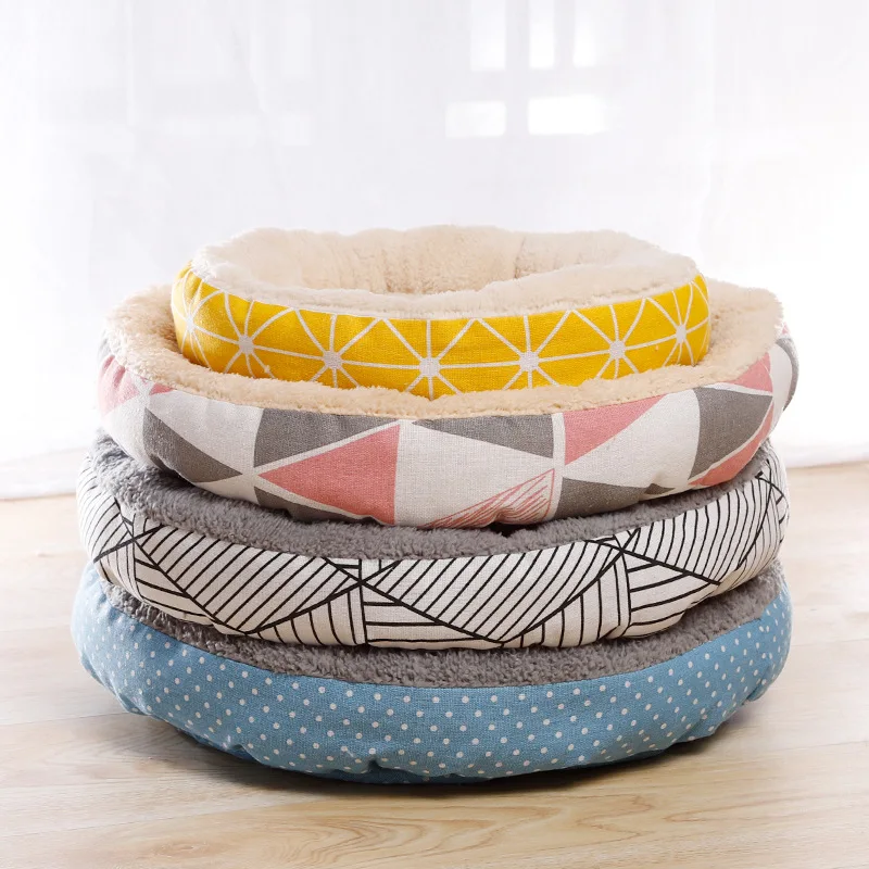 Pet Cat and Dog Bed Warm Comfortable Dog House Soft PP Cotton Nest Dog Basket Mat Autumn and Winter Waterproof Cat Bed Kennel