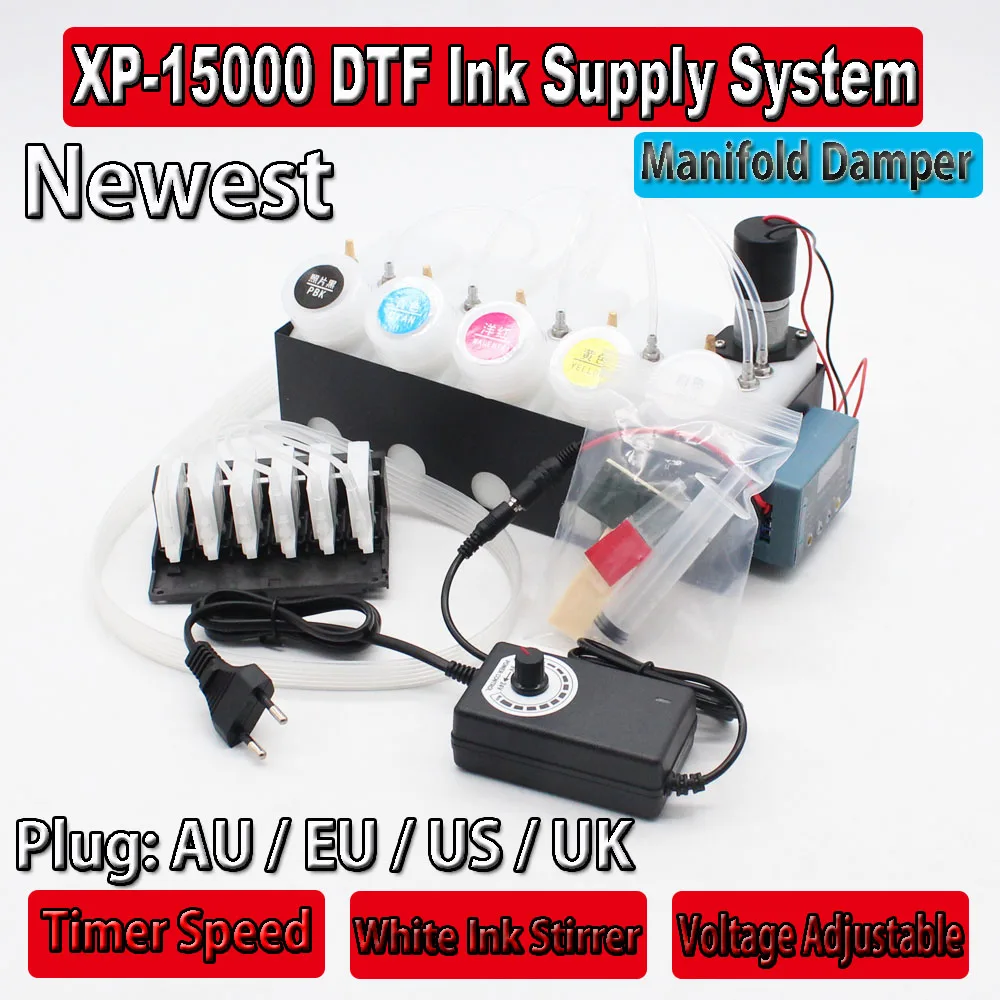 DTF CISS For Epson XP-15000 Printhead Manifold Damper White Ink Tank Stirrer Mixer XP15000 Timer Control XP 15000 DTF Modify