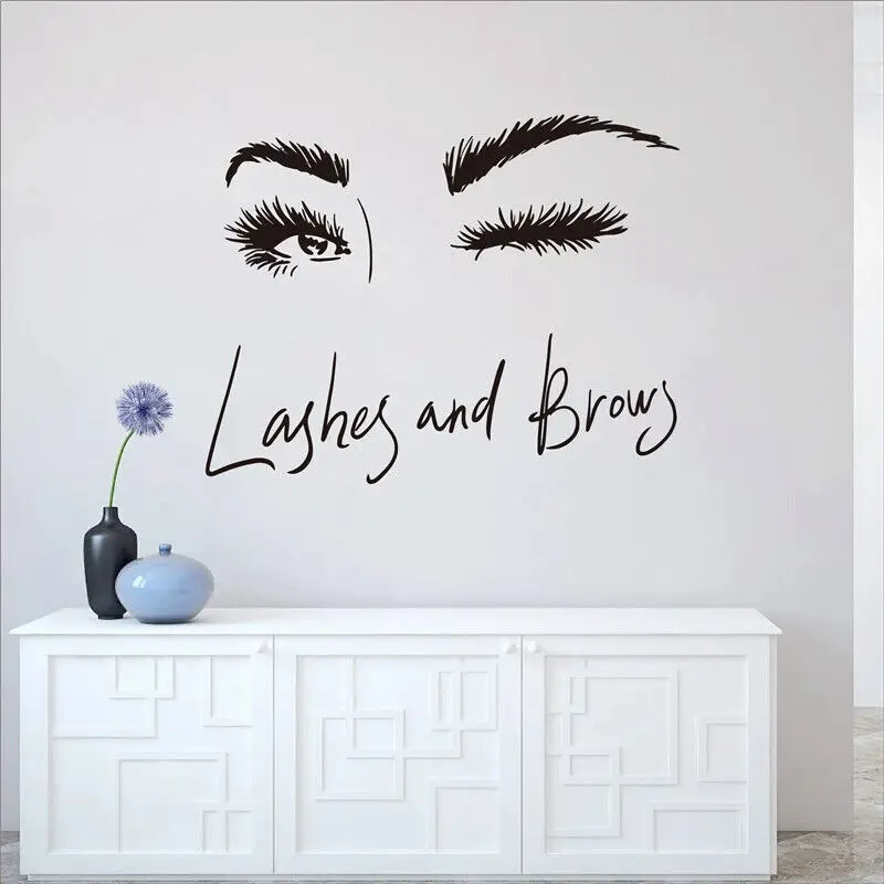 Eye Eyelashes Wall Sticker Lashes Eyebrows Brows Beauty Salon Quote Make Up