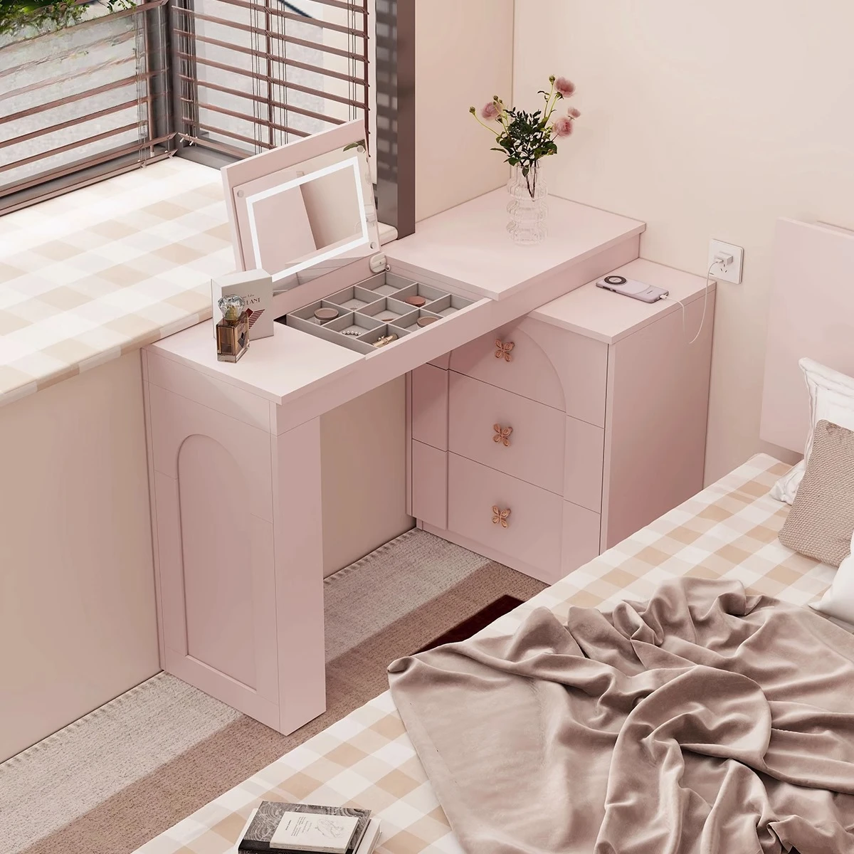 

4Modern simple flip dressing table entry porch bedside chest dresser integrated