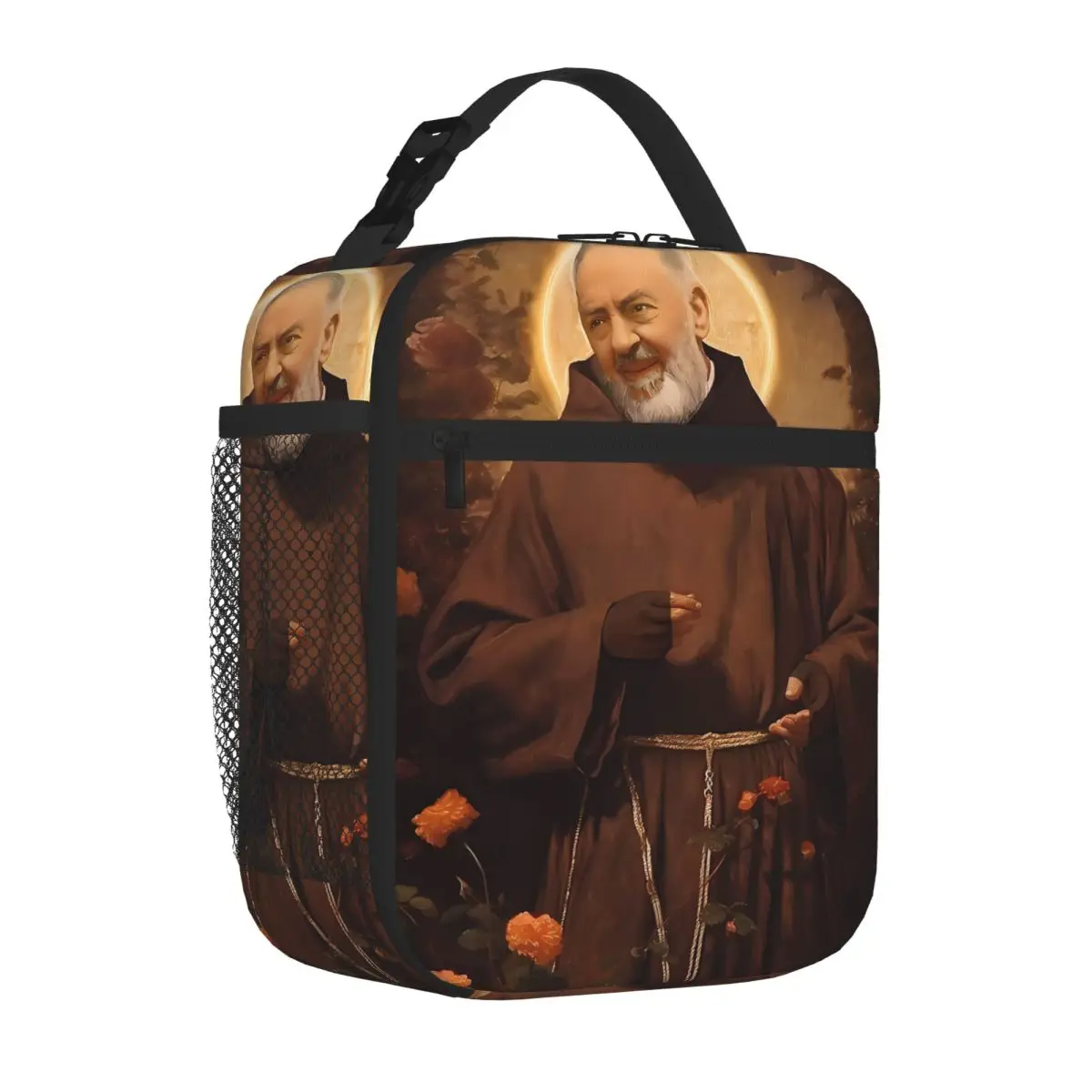 Bestselling Saint Padre Pio Neoprene Texture Reusable Lunch Bag Office To-Go Commuter Lunch Bag