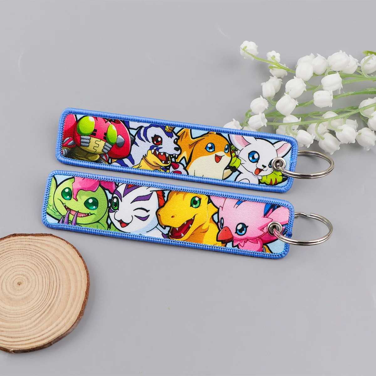 Cartoon Monster Anime Embroidery Key Tags Strap
