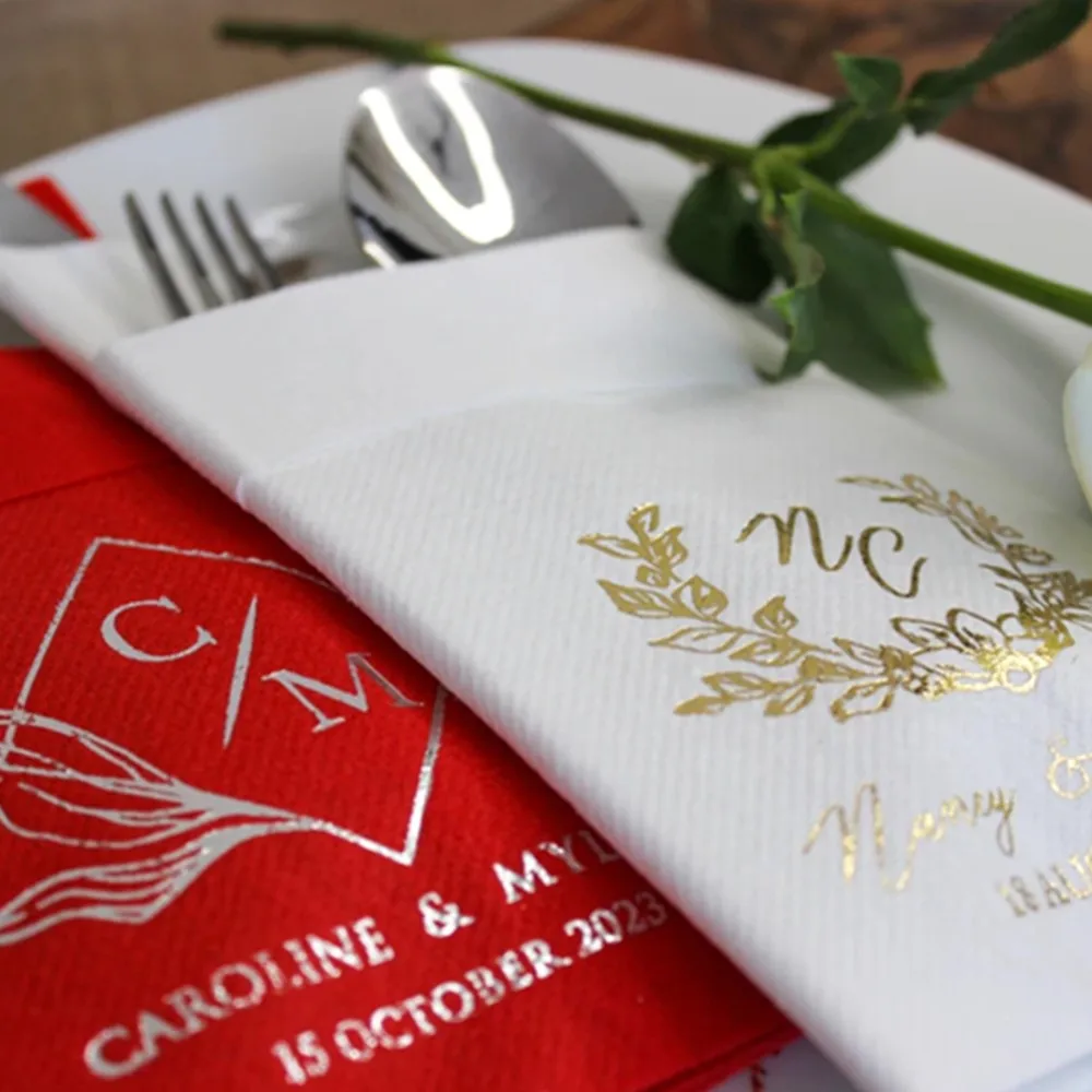 50pcs Personalized Napkins Wedding Napkins Custom Monogram Dinner Napkins