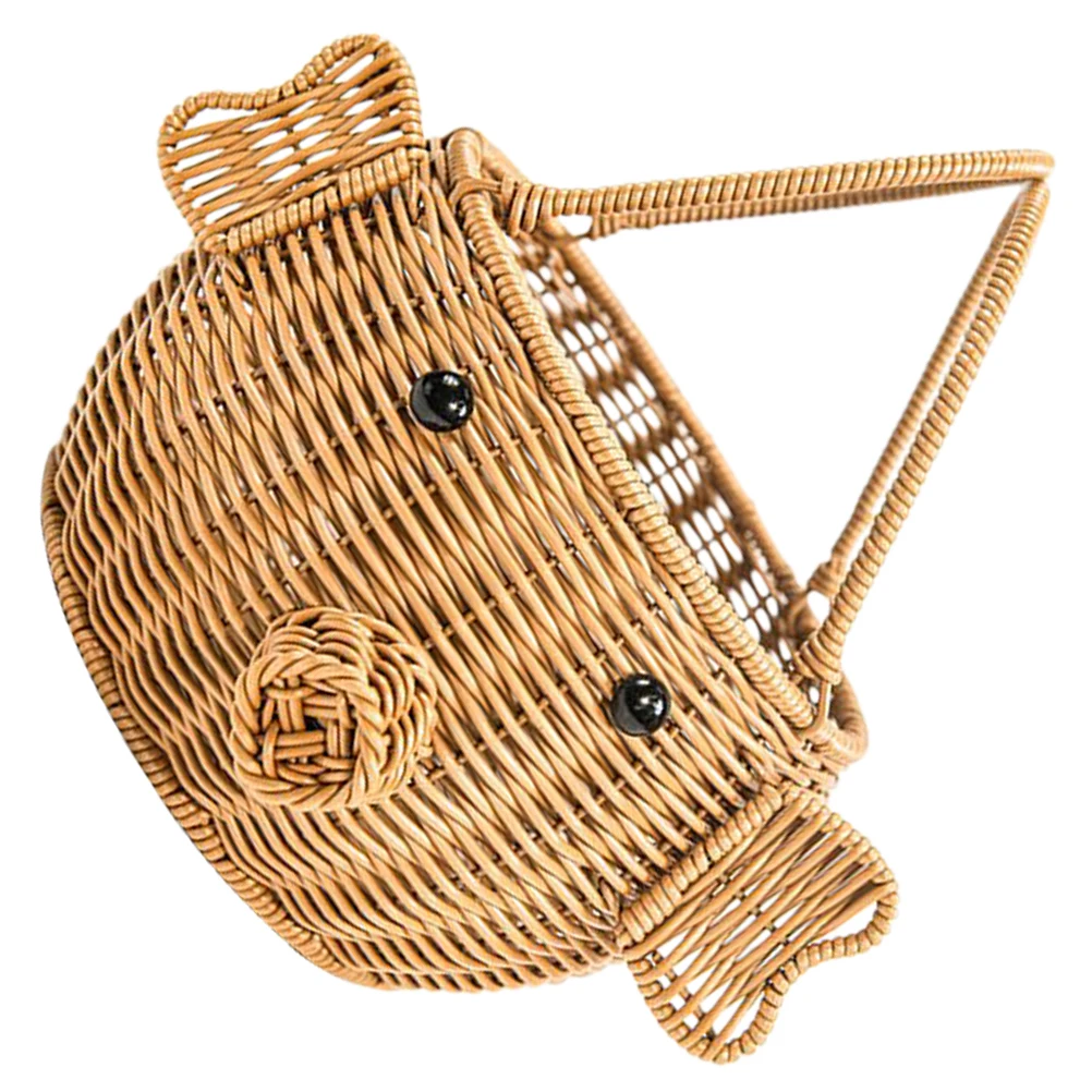 

Woven Storage Basket Round Hand made Vegetable Fruit Lightweight Multi functional Kitchen ganizer Portable Hand woven Snack
