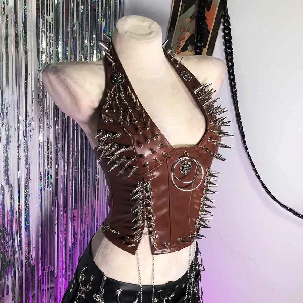 

Эко-майка ручной работы Y2K с лямкой на шее, топы в готическом стиле, Harajuku, эмо, гранж, череп, панк-рок, электронные девушки, подростковый DIY, 90-е годы, Kawaii, винтажная готическая майка