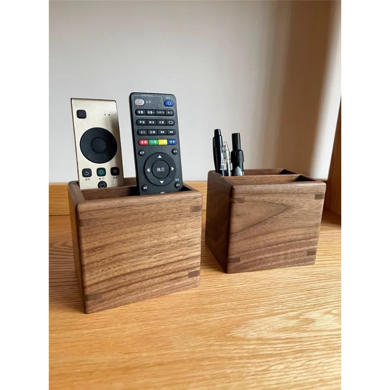 Double grid pen holder remote control storage box North American black walnut solid wood solid wood box