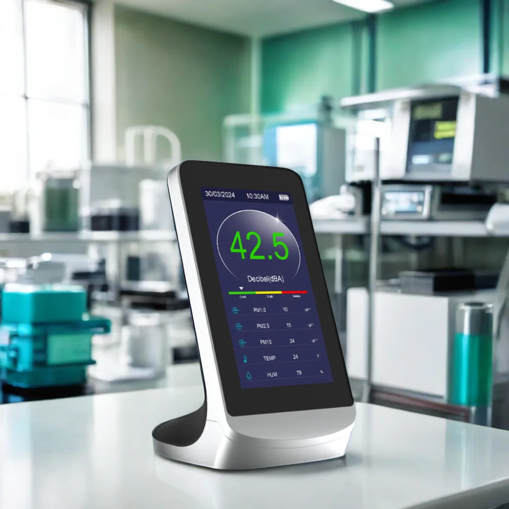 Dienmern Home Monitor Decibel Meter & Air Quality Detector with Noise Level PM1.0 PM2.5 PM10 Temperature Humidity Gas Analyzers