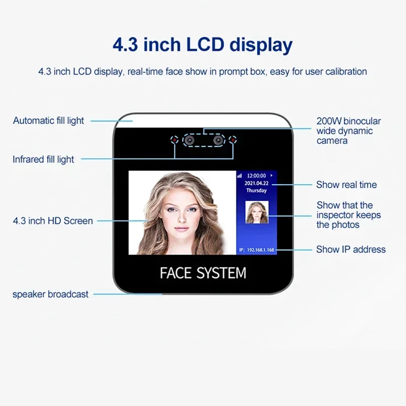 Dynamic Biometric Facial Recognition Access Control Products with Employee Time Attendance