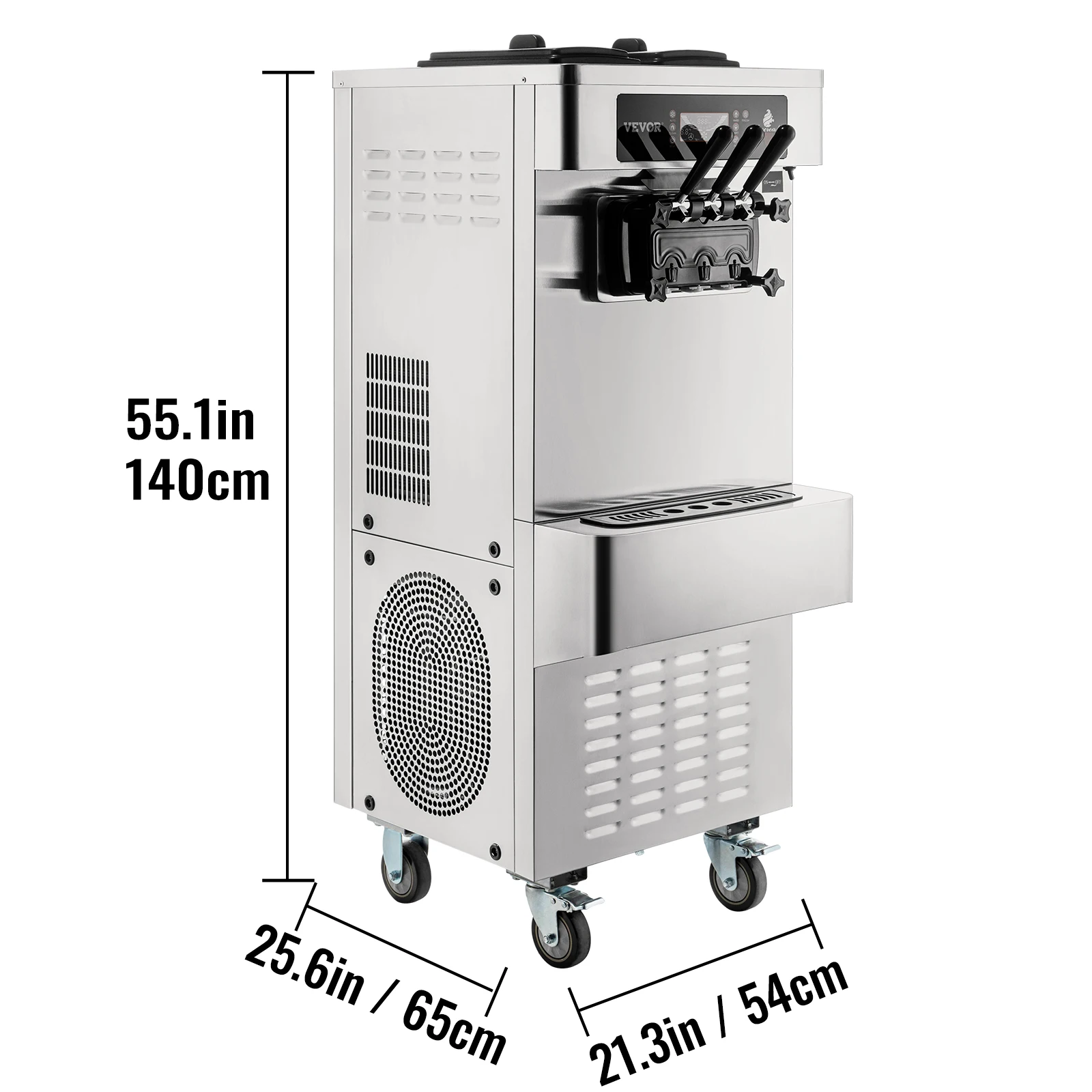 VEVOR 20-28L/H Commercial Soft Serve Ice Cream Machine 2450W Frozen Yogurt Maker Tricolor Flavor Sweet Cones Vending Machine