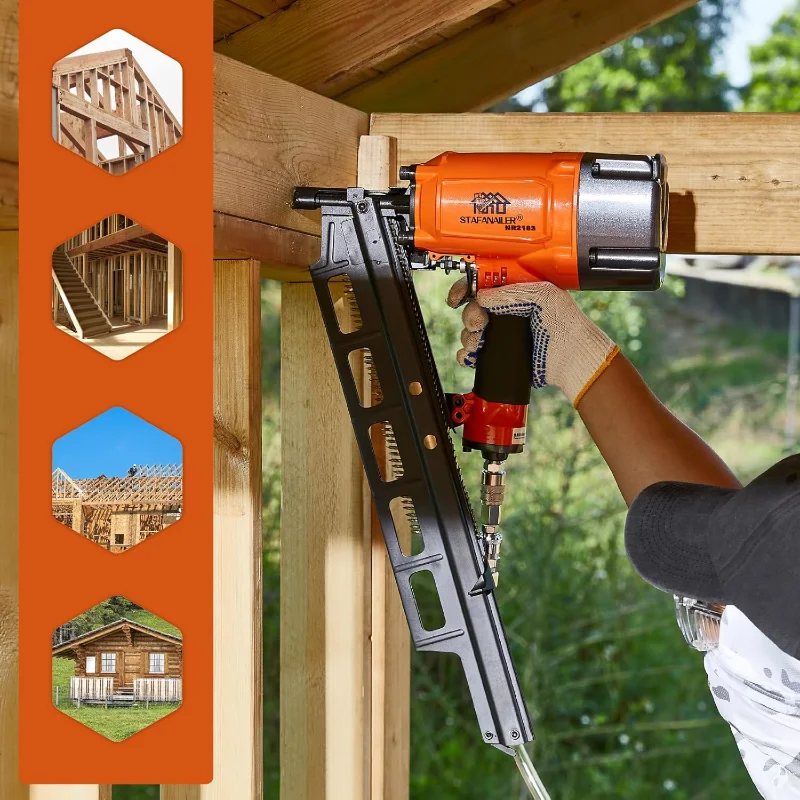 Профессиональный гвоздезабивной прибор с 21-градусным стальным журналом, пневматический гвоздезабивной пистолет с обрамлением, от 2 до 3-1/4 дюйма