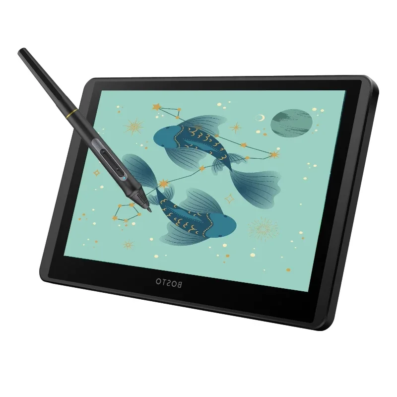 BOSTO 12HD-A H-IPS LCD Graphics Drawing Tablet Monitor 11.6Inch 1366x768 Display 8192 Pressure Level w/ Tilt Function Stylus Pen