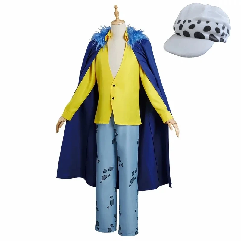 Anime Water Law Tra Falgar Cosplay Costume Cartoon Trafalgar D Cosplay Suits Uniform For Men Halloween Coat Death Technician Hat