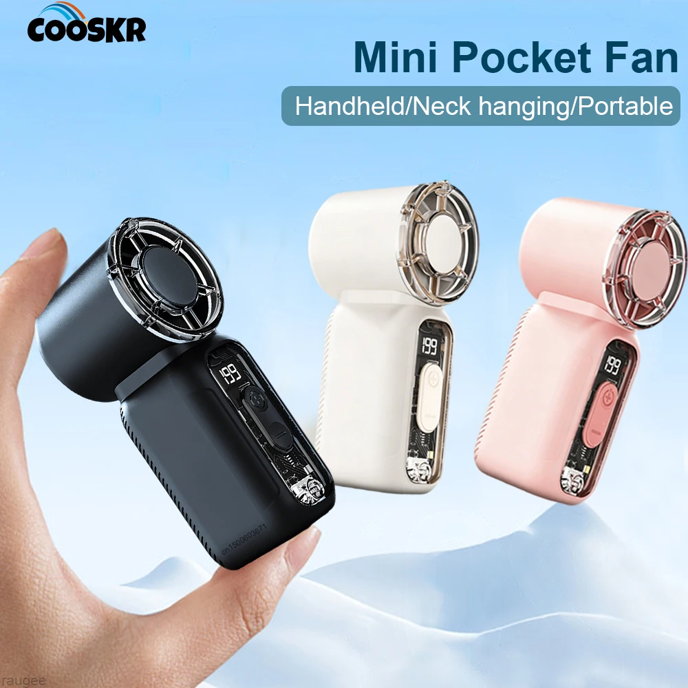 Mini Pocket Fan Portable Handheld Fan 1200mAh Rechargeable Hanging Neck Fan with Lanyard Small Personal Travel Air Cooler Fan