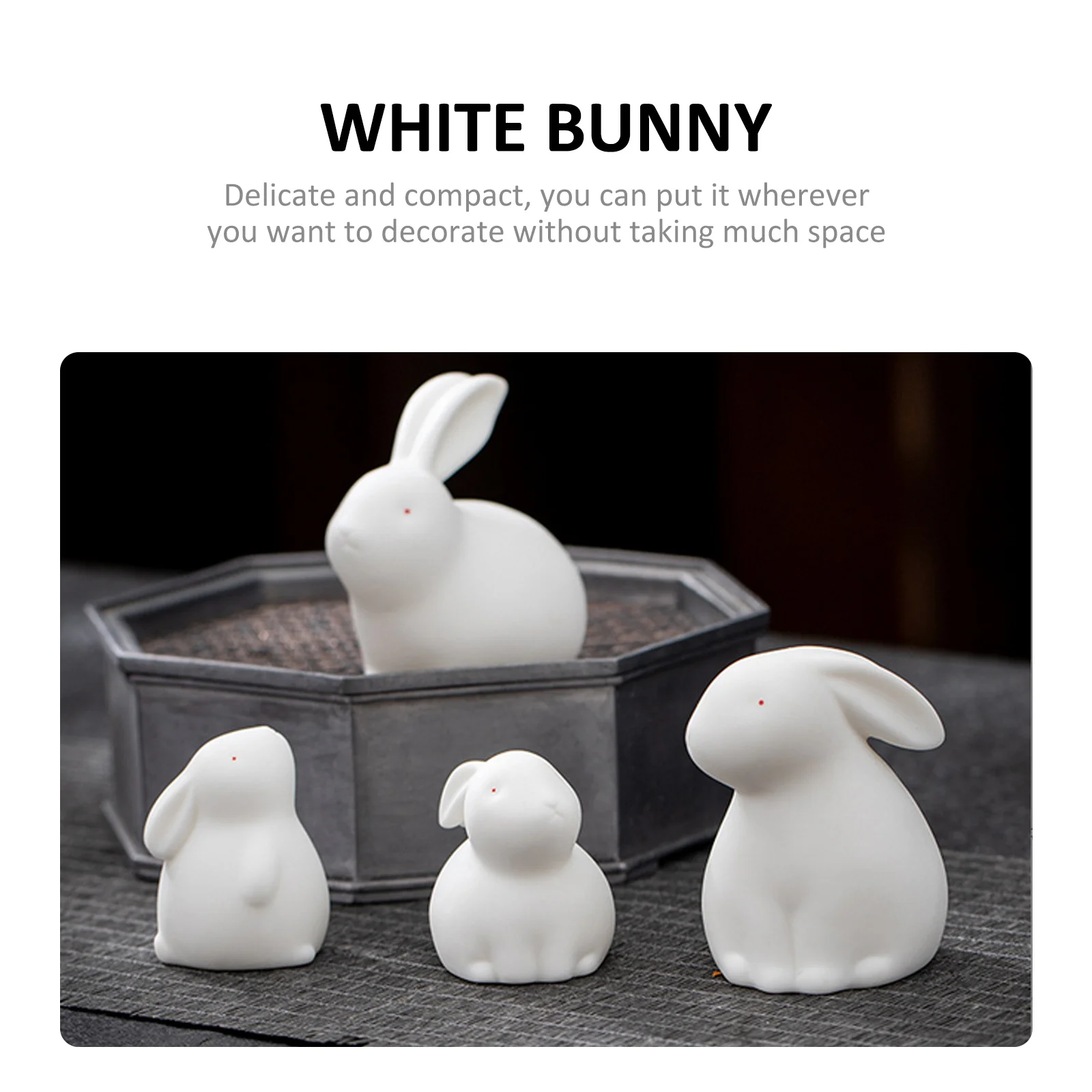 

Ceramic Rabbit Sculpture High-Grade Desktop Micro Landscape Decor Cute Cartoon Bunny Ornament Tea Pet Zodiac Rabbit