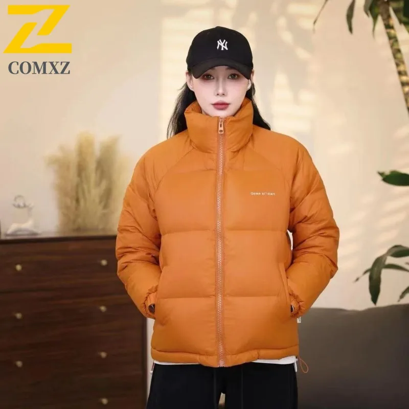 

COMXZ 50% Down Unisex Same Winter Down Coat Nylon Fabric Outerwear White Duck Down Stand Collar Top Cold Proof Thermal Top 2025