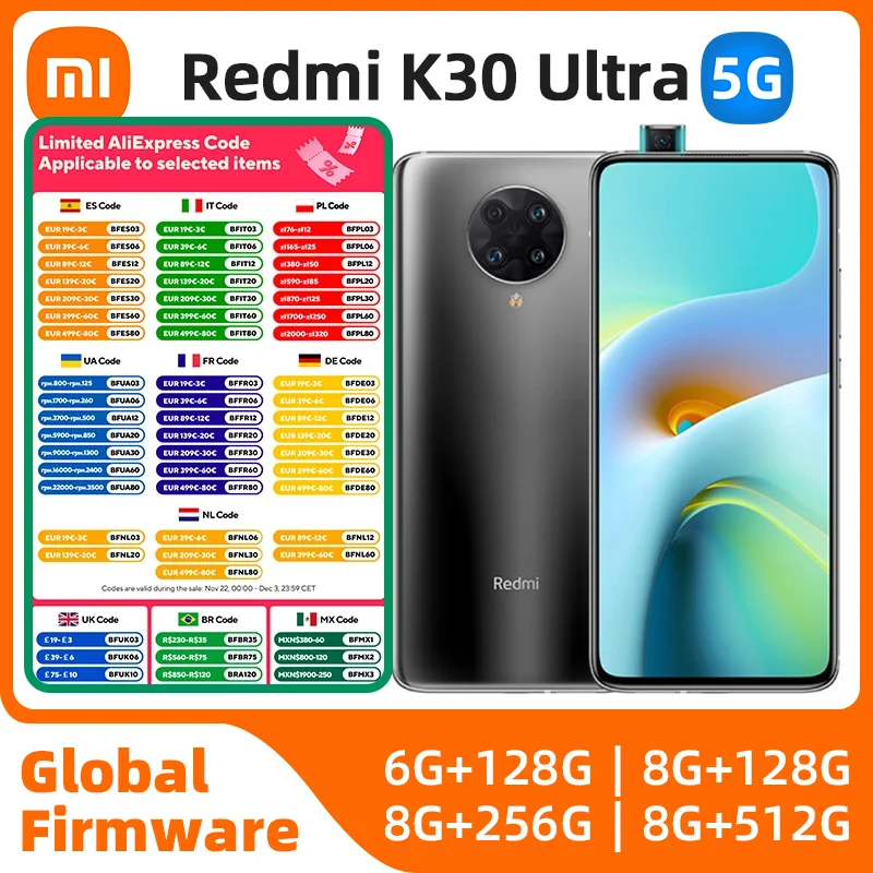 Used xiaomi Redmi K30 Ultra Android 5G Unlocked 6.67 inch 8GB RAM 256GB ROM All Colours in Good Condition Original used phone