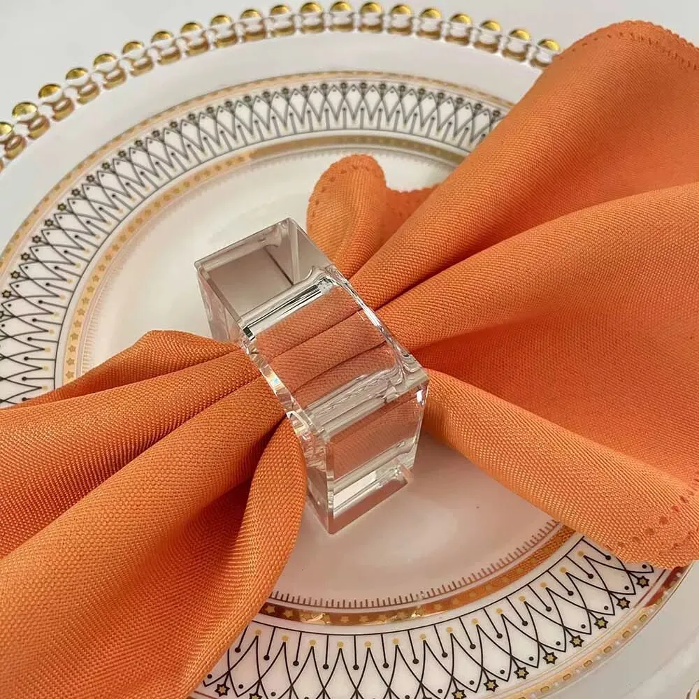Transparent Crystal Napkin Ring, Table Set, Tableware Decoration, Mouth Ring, Hotel Model Room, 4Pcs