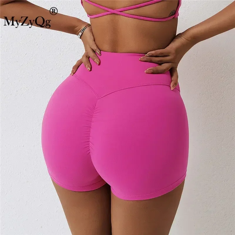 MyZyQg Frauen Outdoor Sport Yoga Shorts Schnell Trocknend Fitness Laufen Gym Biker Radfahren Workout Pilates Push-Up Hose Eng