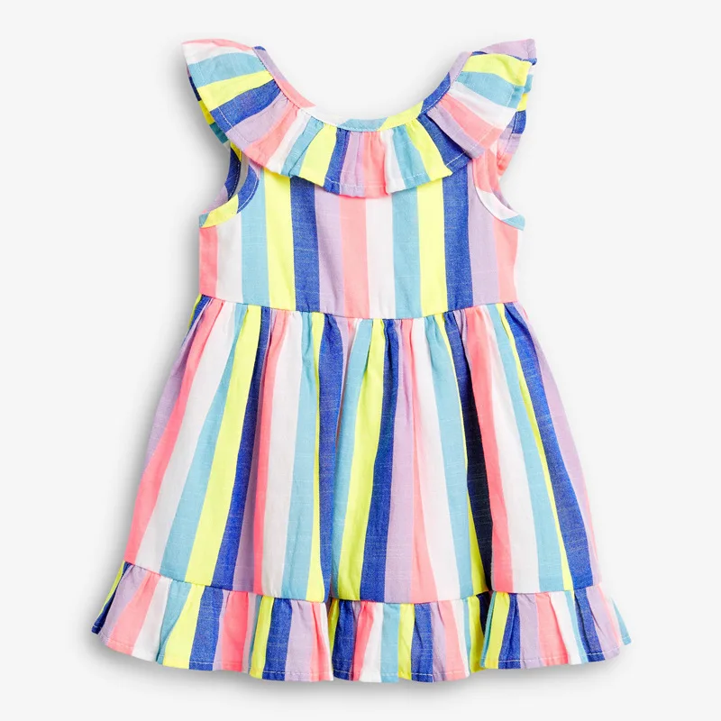 Little maven 2024 Baby Girls Colorful Dress Cotton Children Casual Clothes Pretty Vestidos Lovely for Kids 2-7 year